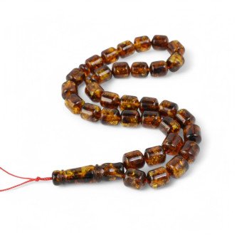 Brown Pressed amber rosary for Ramadan gift-Islamic Prayer rosary-Amber rosaries