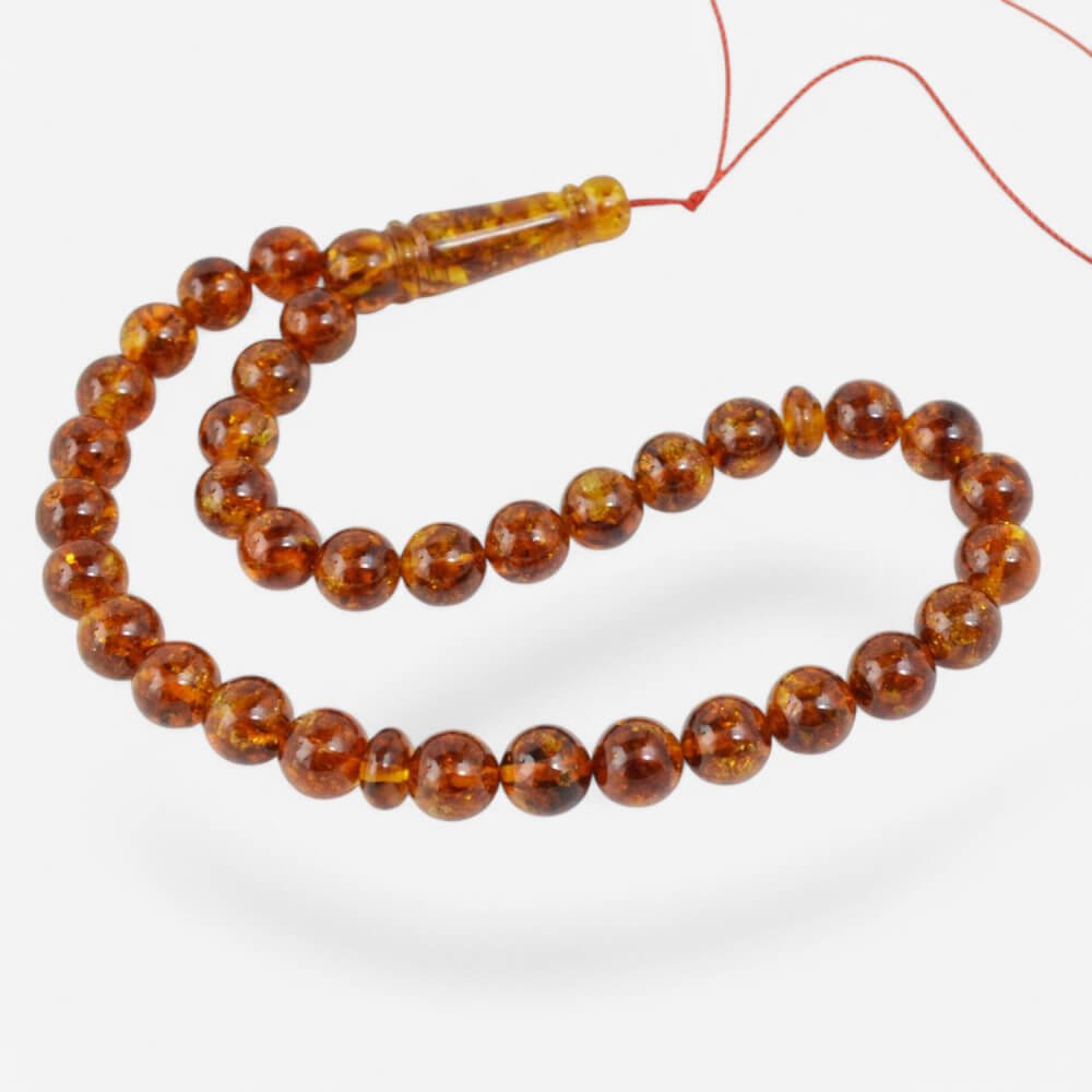 33 Prayer Beads - Pressed amber rosary-Islamic Prayer rosary-Amber rosaries