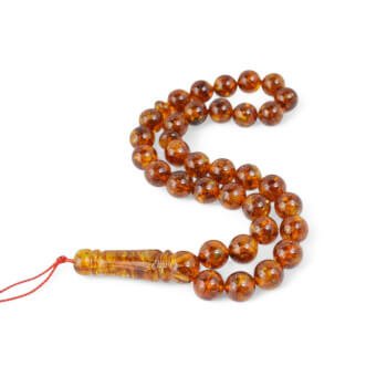 33 Prayer Beads - Pressed amber rosary-Islamic Prayer rosary-Amber rosaries