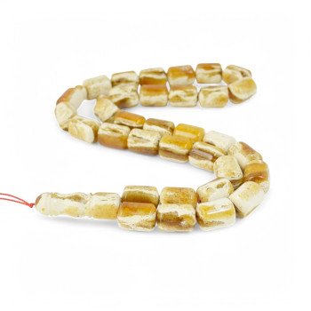 White Islamic Misbaha Made with Pressed Amber-Islamic Prayer rosary-Amber rosaries