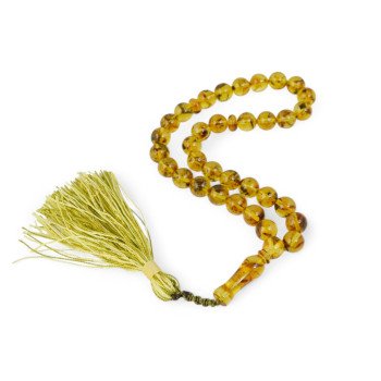 Pressed Amber Islamic Misbaha for Daily Prayer-Islamic Prayer rosary-Amber rosaries