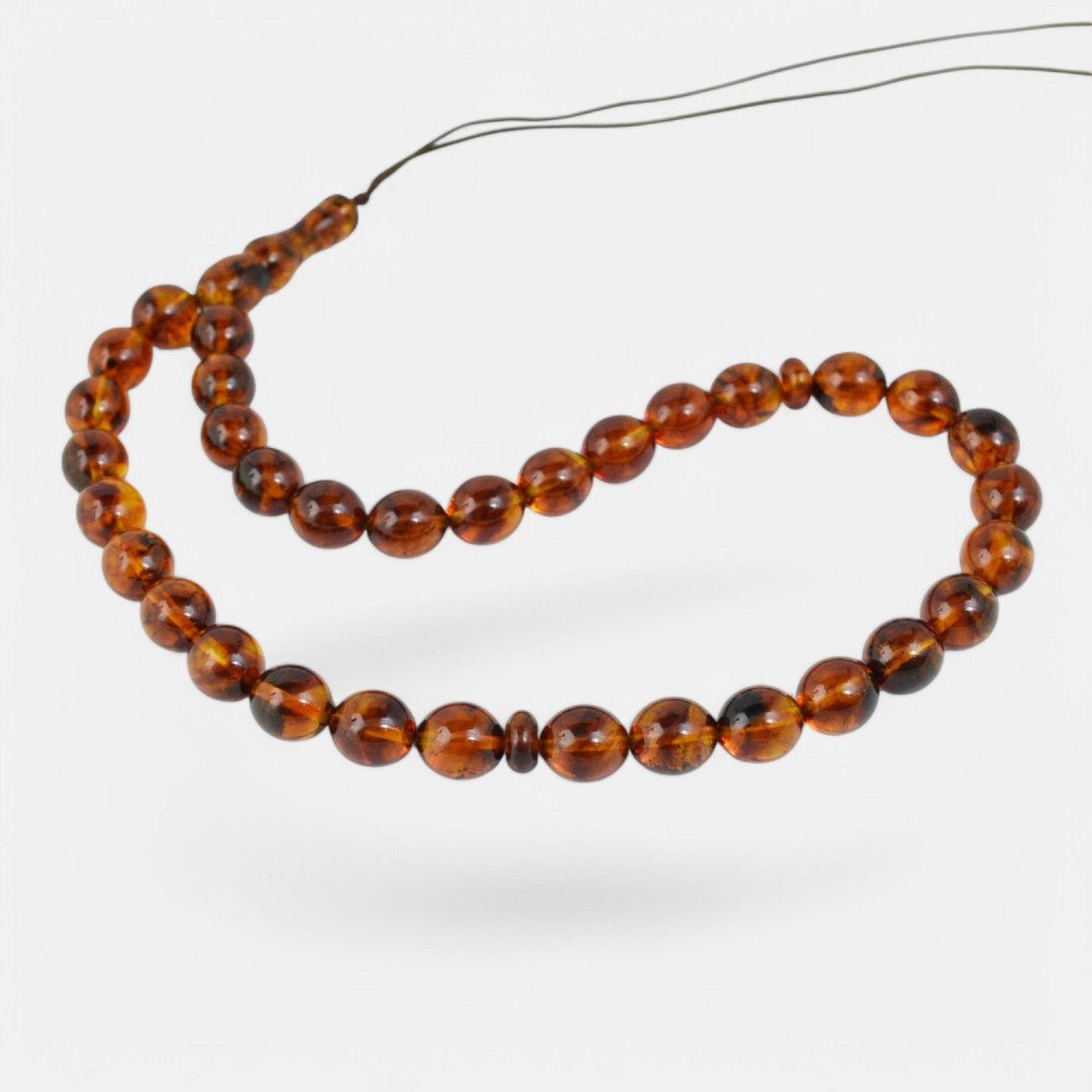 Muslim Prayer Rosary Pressed Amber 33 Beads-Home-