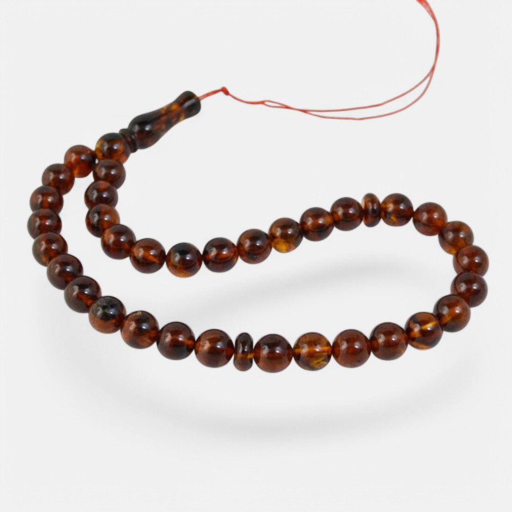 Amber Islamic Rosary 33 Beads Pressed Handmade-Islamic Prayer rosary-Amber rosaries