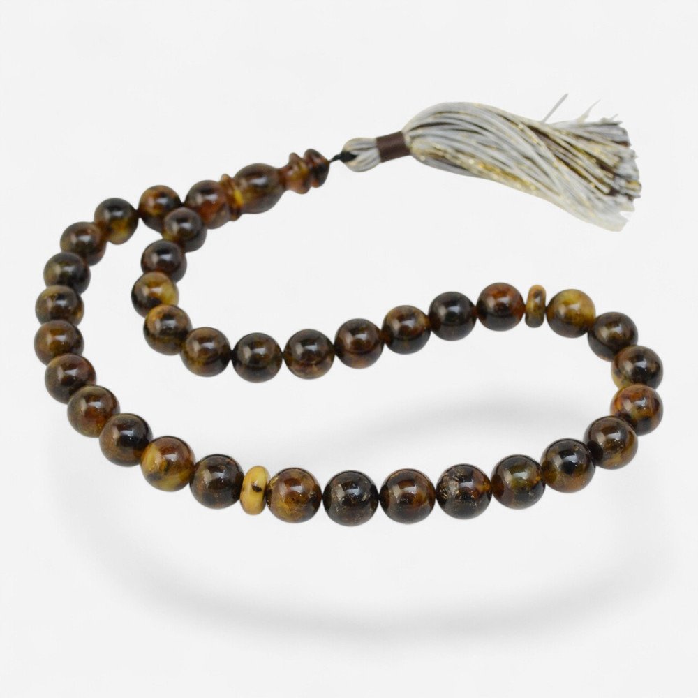 Pressed Amber Beads Islamic Misbaha Prayer Rosary-Islamic Prayer rosary-Amber rosaries