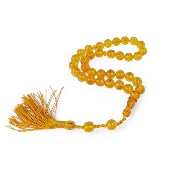 33 Pressed Amber Beads Islamic Rosary Misbaha-Home-