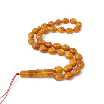 Muslim Misbaha with Pressed Amber Beads 33 Count-Islamic Prayer rosary-Amber rosaries