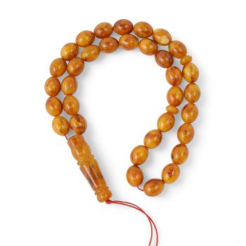 Muslim Misbaha with Pressed Amber Beads 33 Count-Islamic Prayer rosary-Amber rosaries