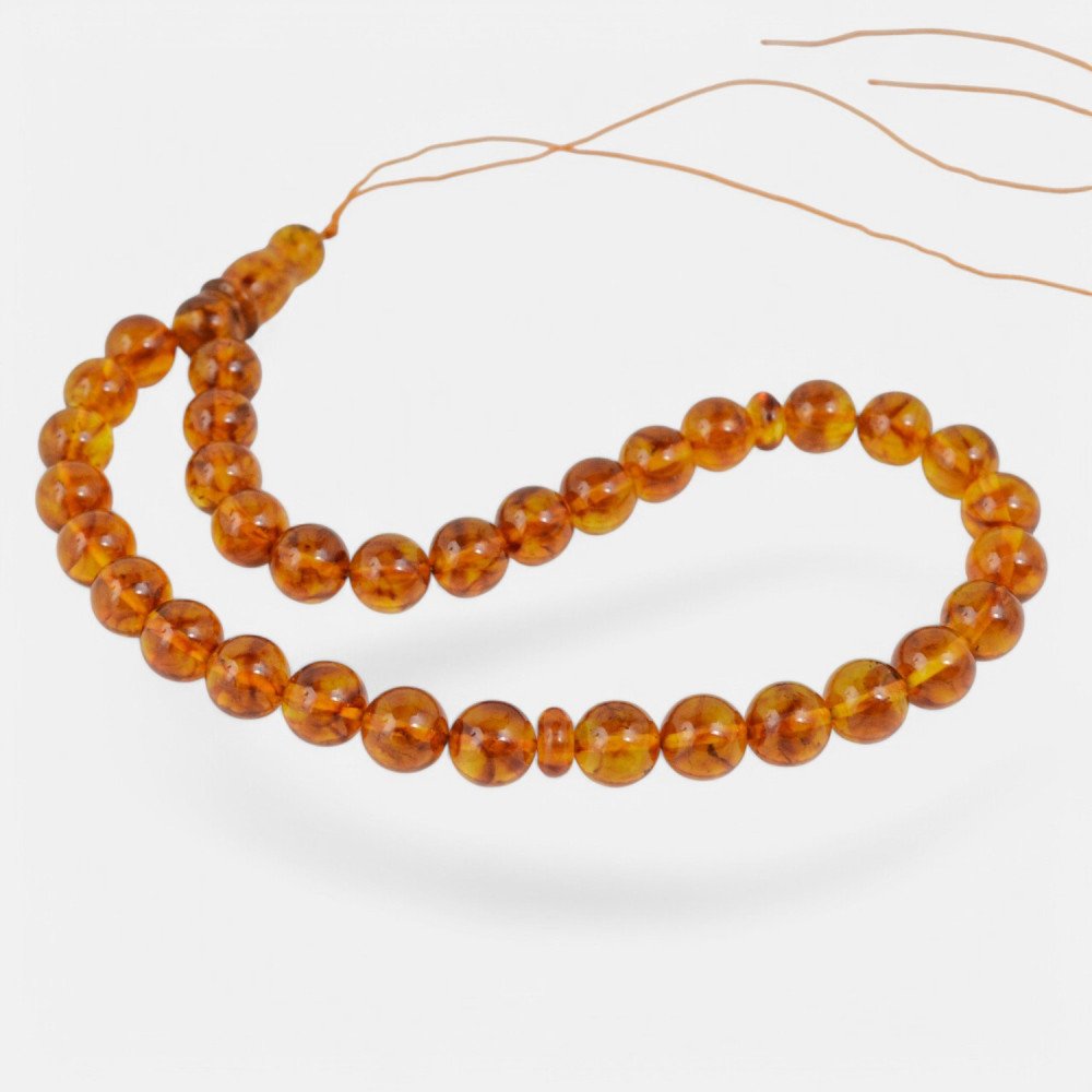 Pressed Amber Islamic Rosary Misbaha Gift for Daily Prayers-Islamic Prayer rosary-Amber rosaries