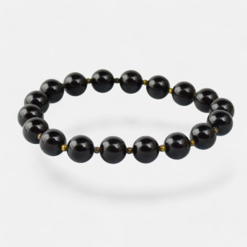 Black pressed amber bracelet gift for Mom or Dad-Amber bracelets-Home