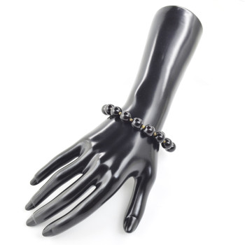 Black pressed amber bracelet gift for Mom or Dad-Amber bracelets-Home