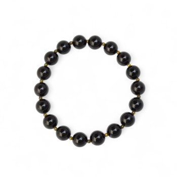 Black pressed amber bracelet gift for Mom or Dad-Amber bracelets-Home