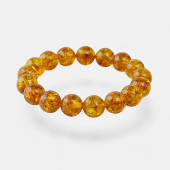 11mm cognac pressed amber bracelet Christmas gift idea-Amber bracelets-Home