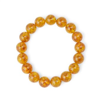 11mm cognac pressed amber bracelet Christmas gift idea-Amber bracelets-Home
