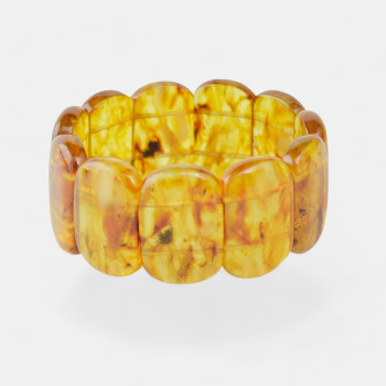 Dark yellow pressed amber bracelet for women-Amber bracelets-Home