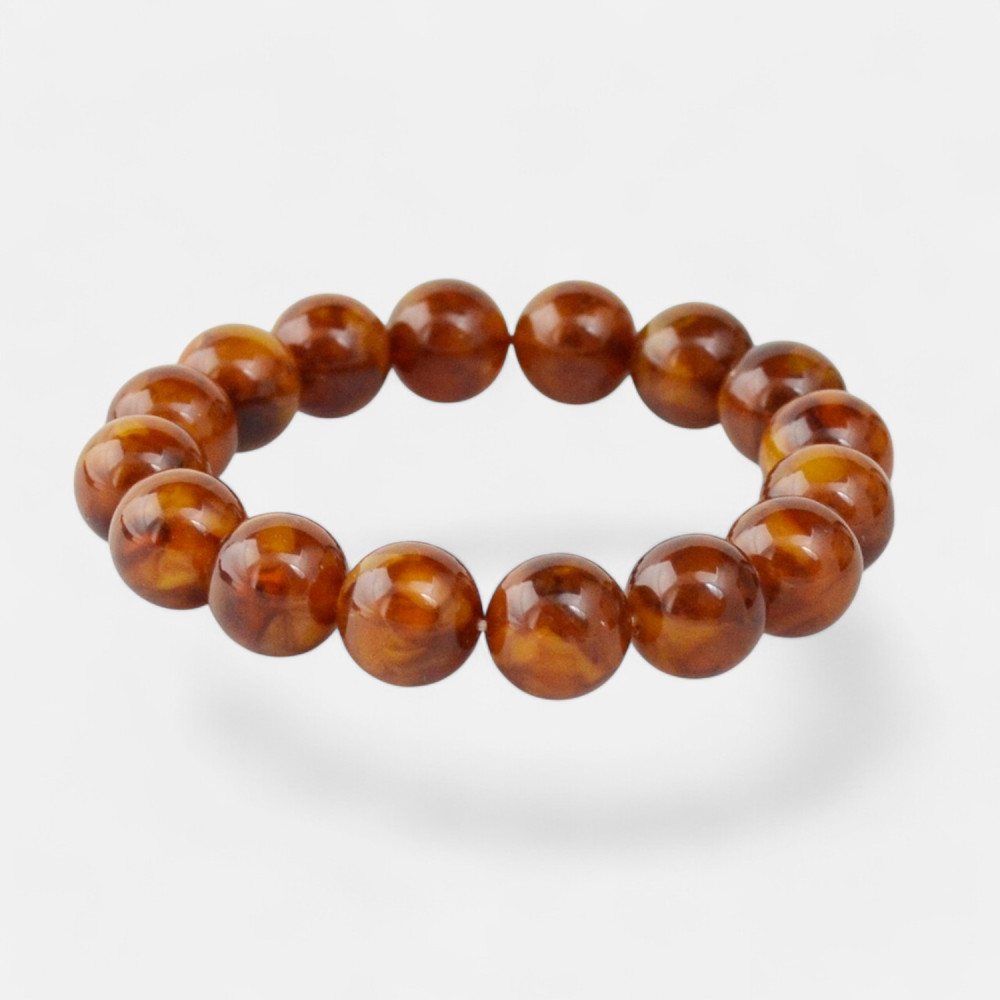 12 mm pressed amber bracelet | Gift idea for Mom-Amber bracelets-Home