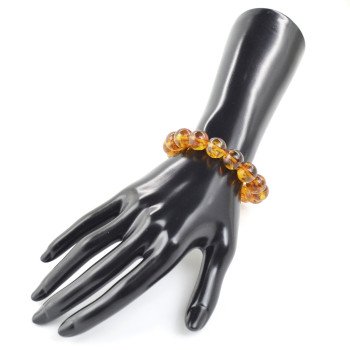 Cognac amber bracelet pressed beads 12mm-Amber bracelets-Home