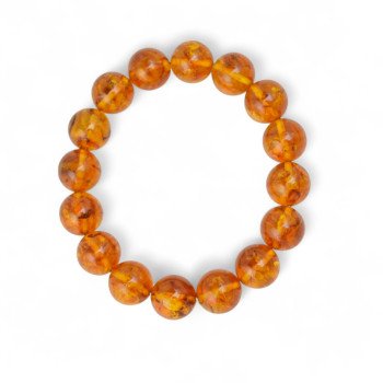 Cognac amber bracelet pressed beads 12mm-Amber bracelets-Home