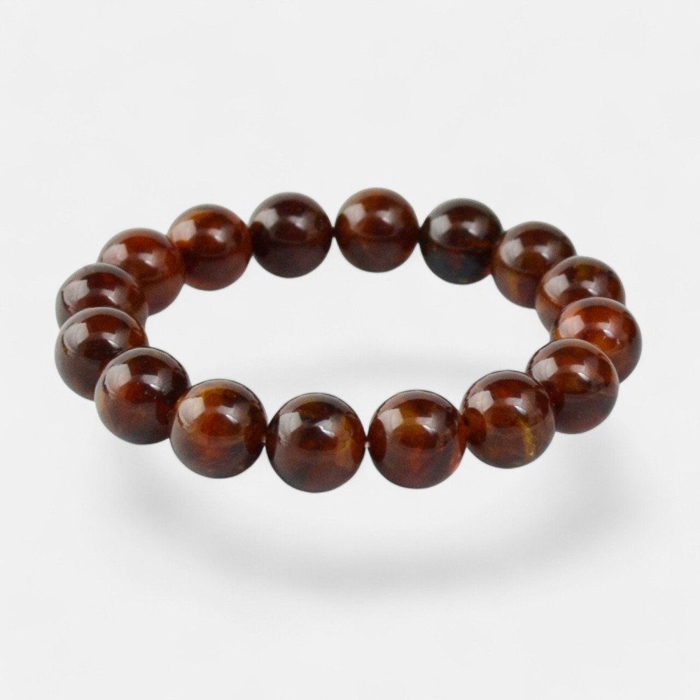 Reconstructed Modified Amber Bracelet - Brown 12mm amber-Amber bracelets-Home