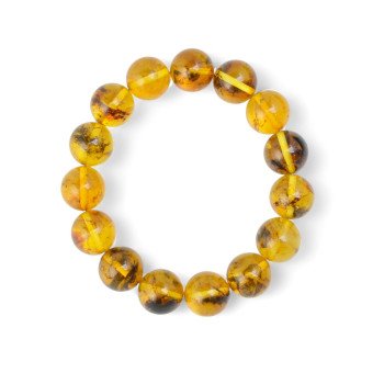 Pressed Baltic amber bracelet 12mm Christmas gift idea-Amber bracelets-Home