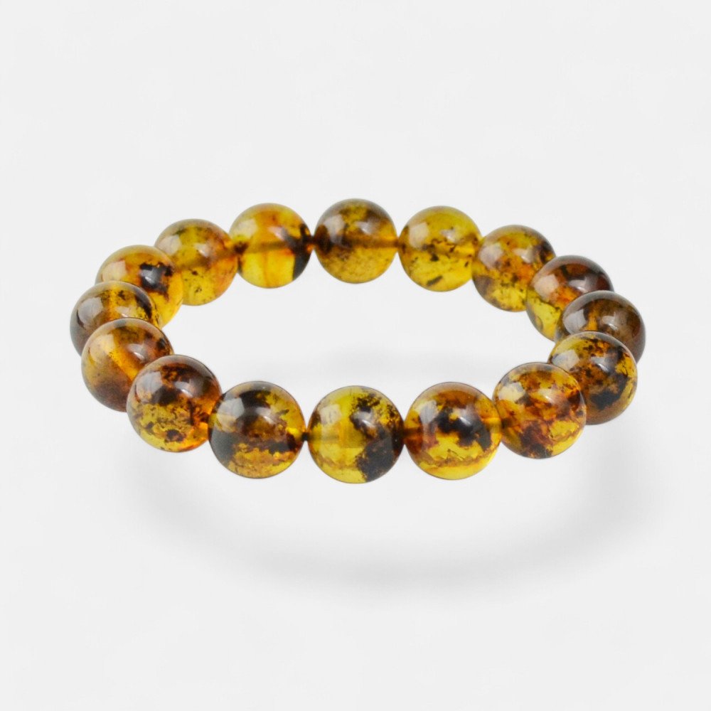Pressed Unique Amber Bracelet Birthday gift-Amber bracelets-Home