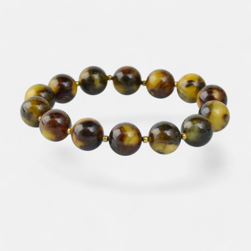 Pressed Amber Bracelet – Luxurious Beads 12mm-Amber bracelets-Home