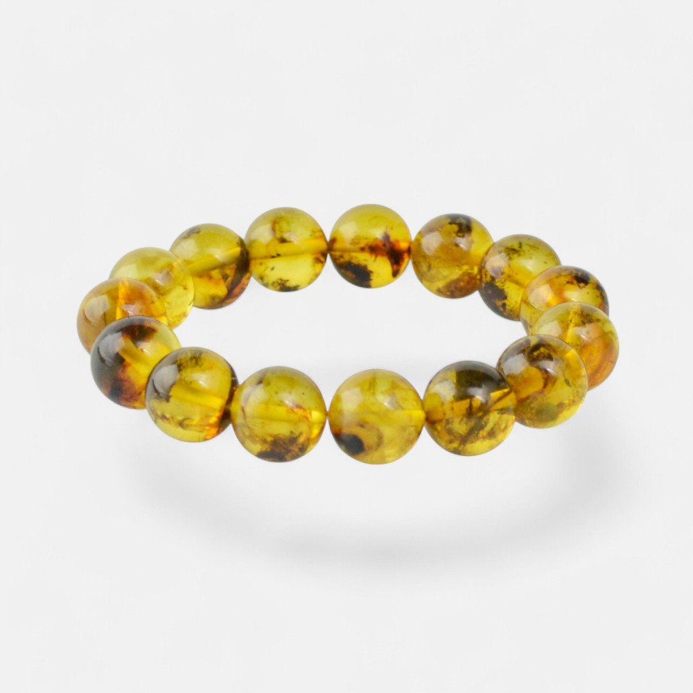 Polished Pressed Amber Bracelet – 12mm Beads - Gift idea-Amber bracelets-Home