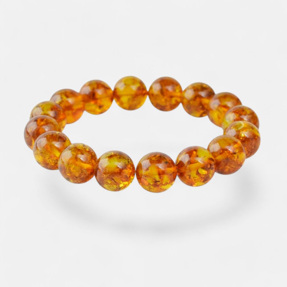 Pressed Amber Bracelet – Unique Bracelet 12mm-Amber bracelets-Home