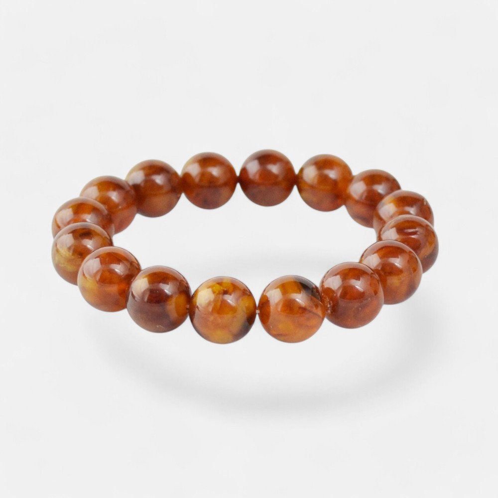 Pressed amber bracelet Dark Butterscotch Color Beads-Amber bracelets-Home