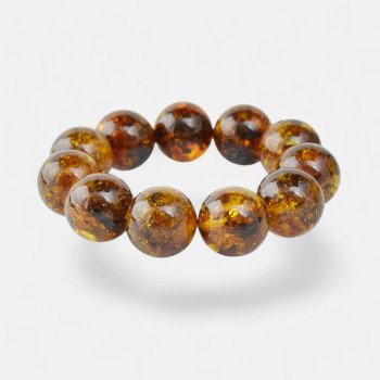 Green Pressed amber bracelet 19 mm-Amber bracelets-Home