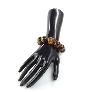 Green Pressed amber bracelet 19 mm-Amber bracelets-Home