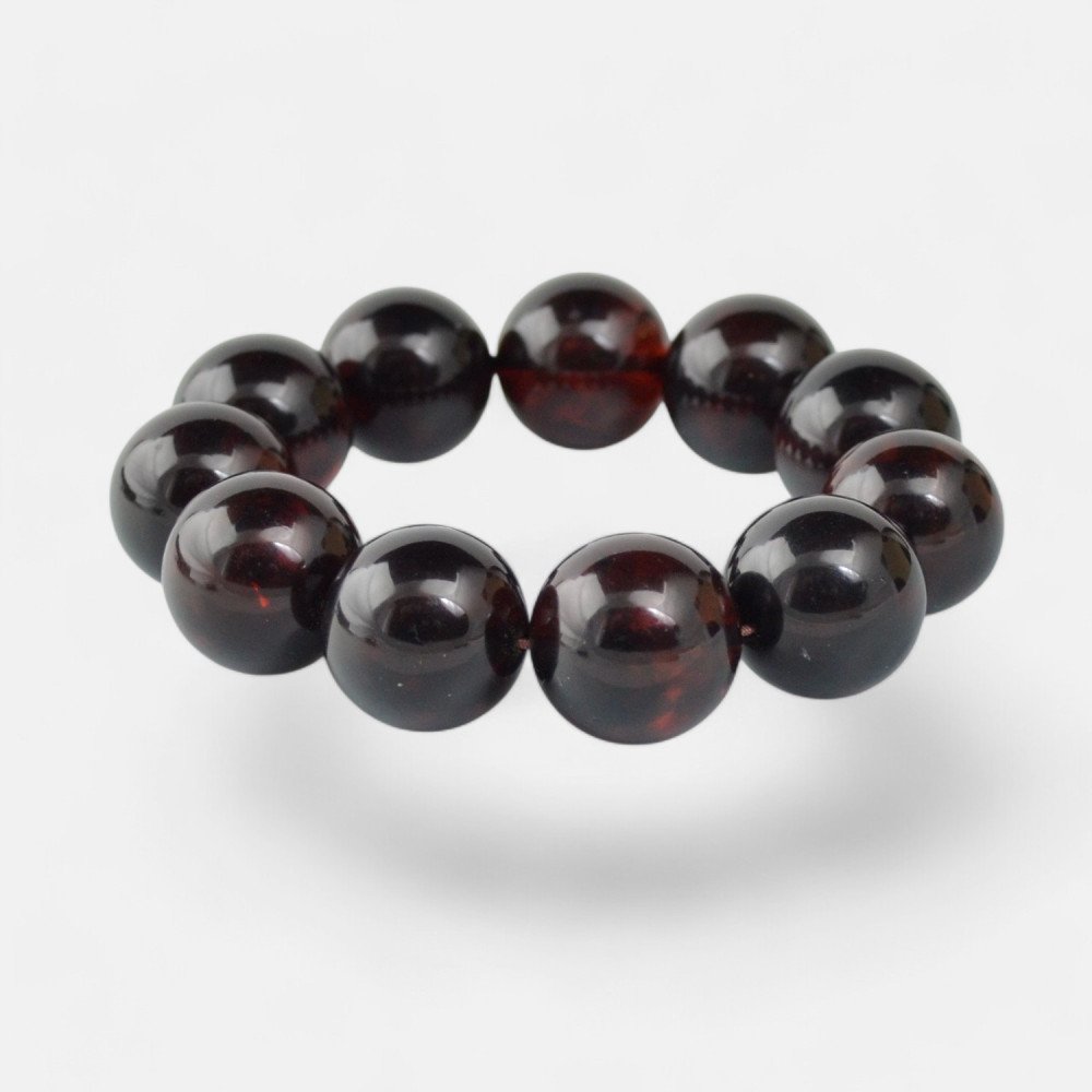 Pressed Amber Bracelet 19mm round beads-Amber bracelets-Home