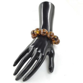 Round Amber ball bracelet – green gemstone-Amber bracelets-Home