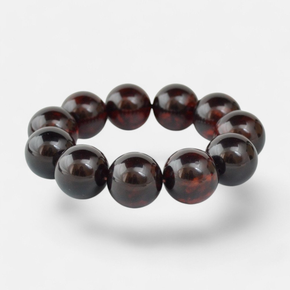 Round amber bracelet Pressed amber 19mm-Amber bracelets-Home