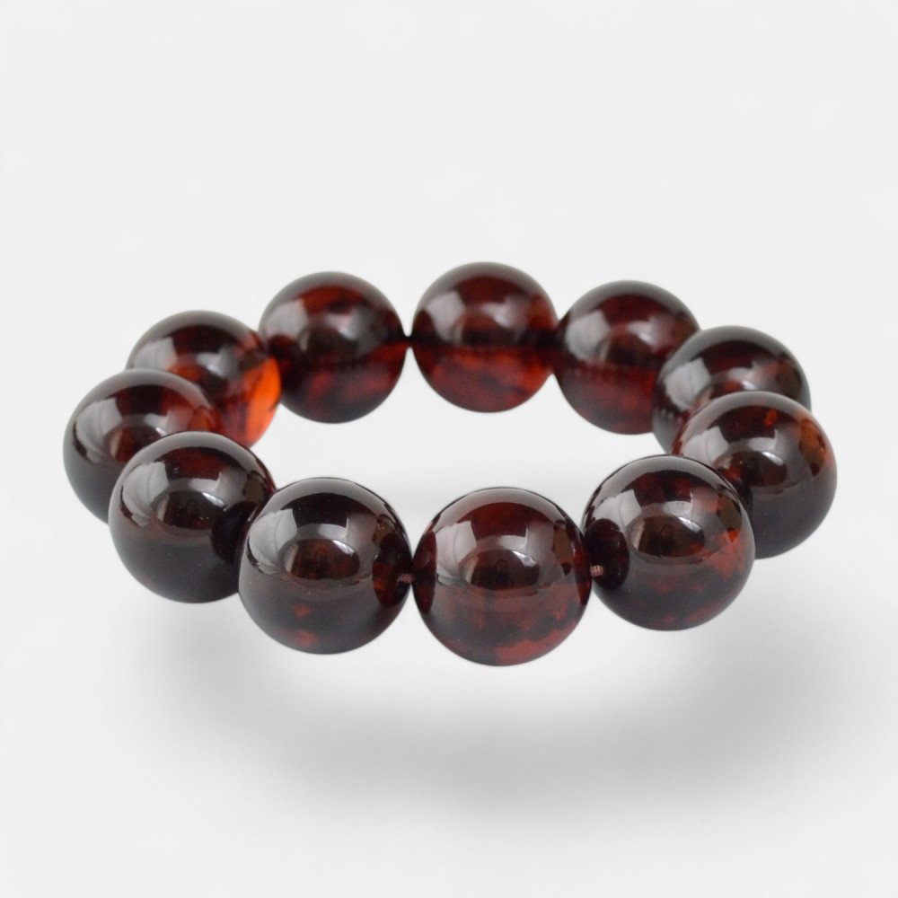 18mm round pressed amber bracelet Anniversary gift-Amber bracelets-Home
