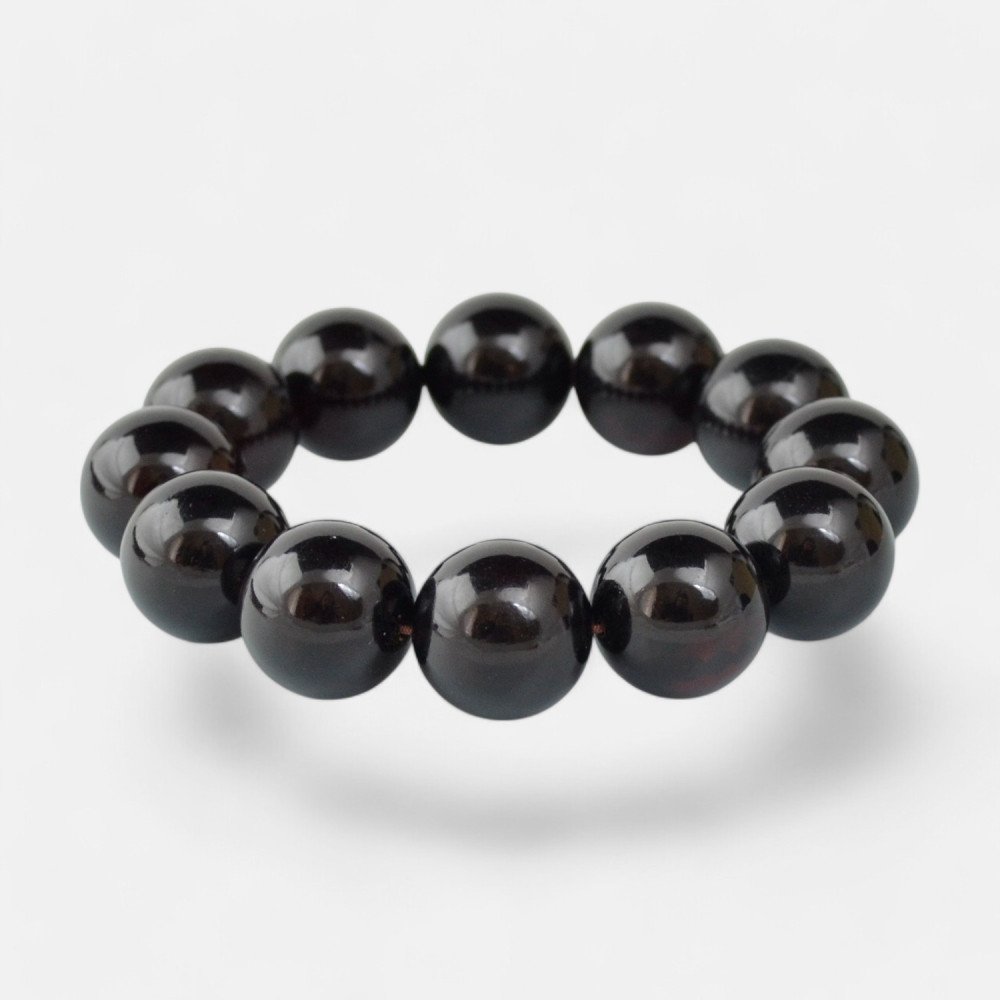 Cherry amber bracelet with pressed beads-Amber bracelets-Home