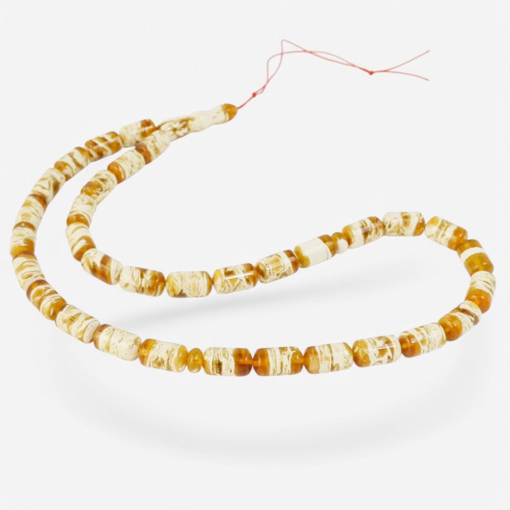 White amber rosary - tiger shape beads-Islamic Prayer rosary-Amber rosaries