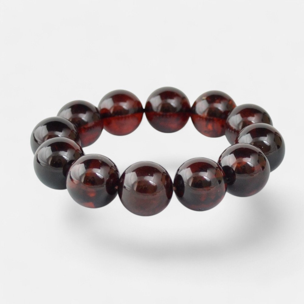 17mm Pressed amber bracelet anniversary gift idea-Amber bracelets-Home