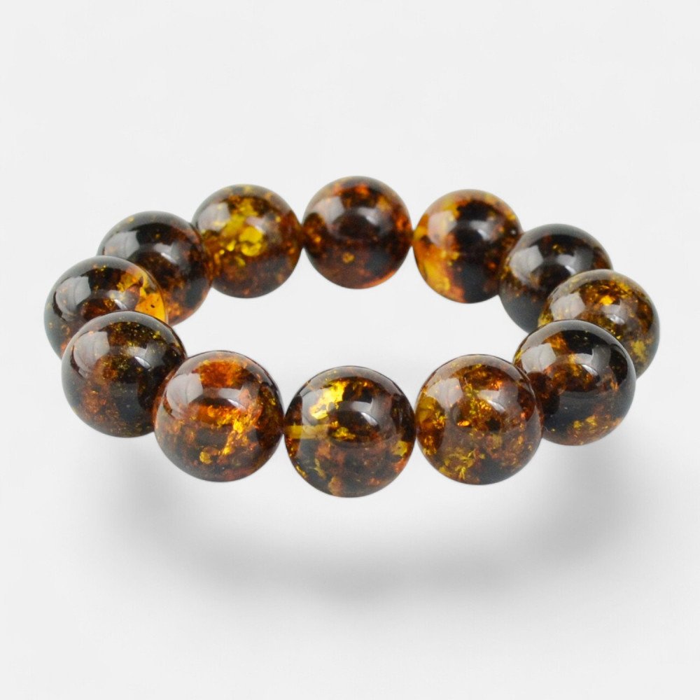 Baltic Amber Bracelet – 17mm bracelet with green amber-Amber bracelets-Home