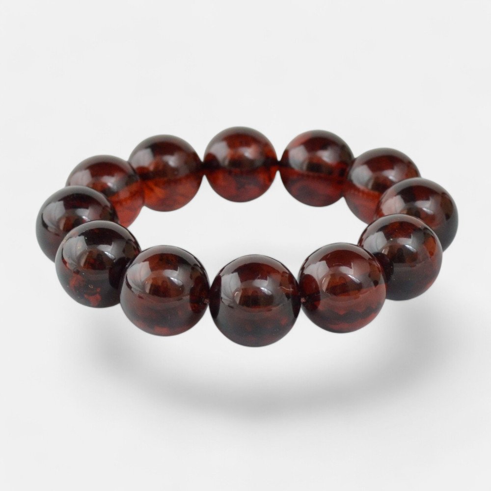 Baltic amber bracelet 17mm pressed beads for women-Amber bracelets-Home