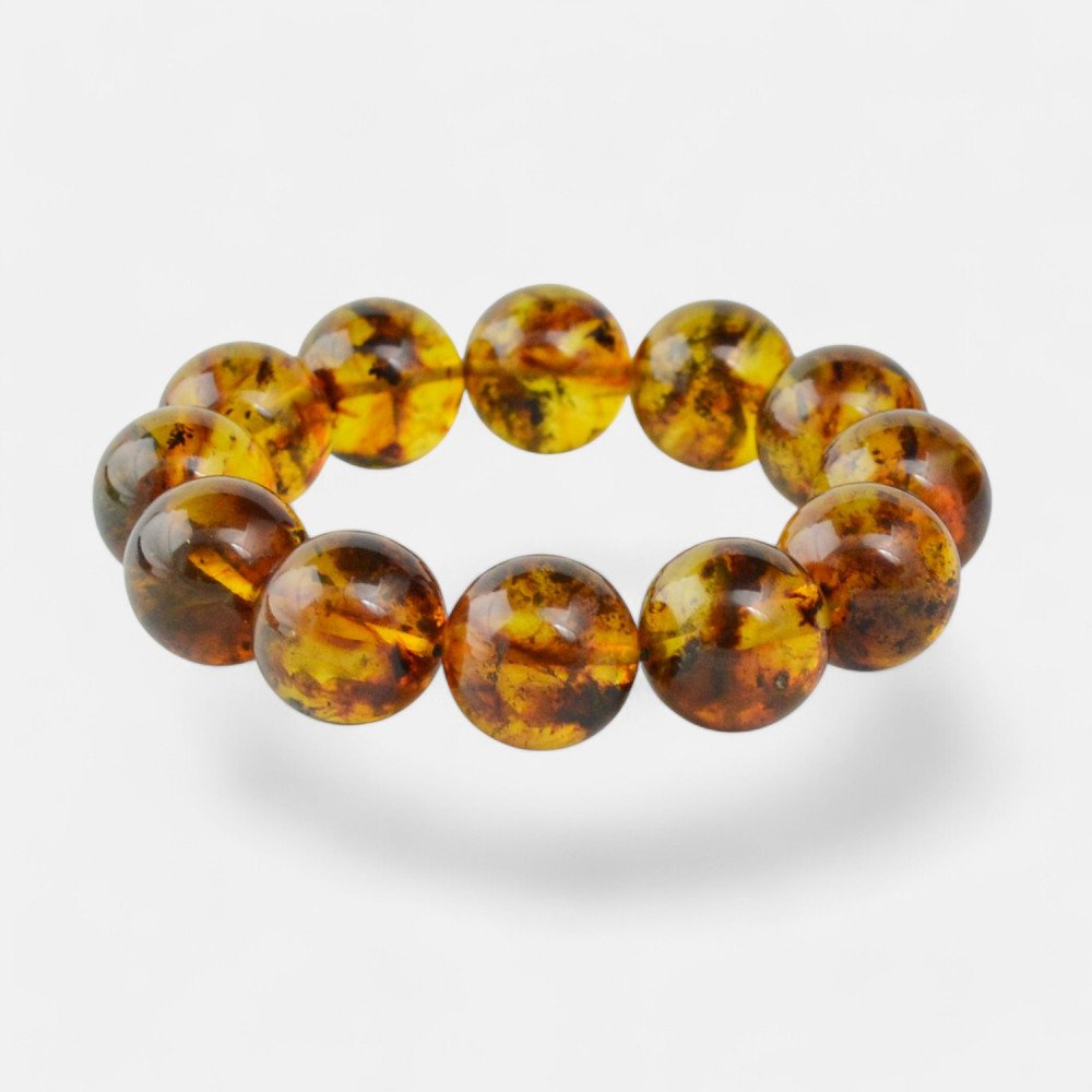 Modified Amber Bracelet for Nature Lovers 17 mm beads-Amber bracelets-Home