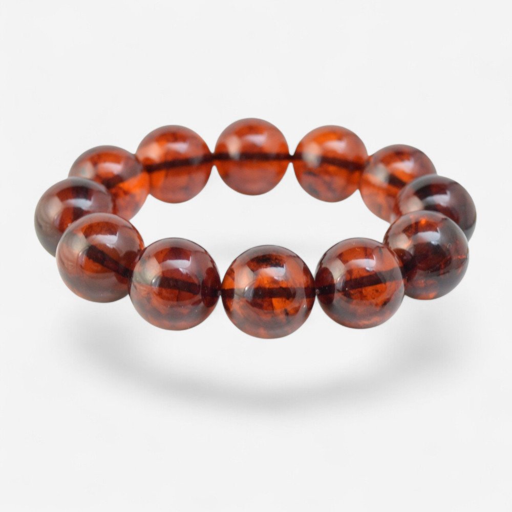 Modified Baltic amber bracelet Anniversary gift 17mm-Amber bracelets-Home