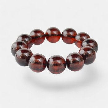 16mm Baltic amber bracelet with pressed amber-Amber bracelets-Home