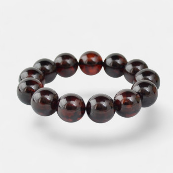16mm Pressed amber beads bracelet Anniversary gift-Amber bracelets-Home