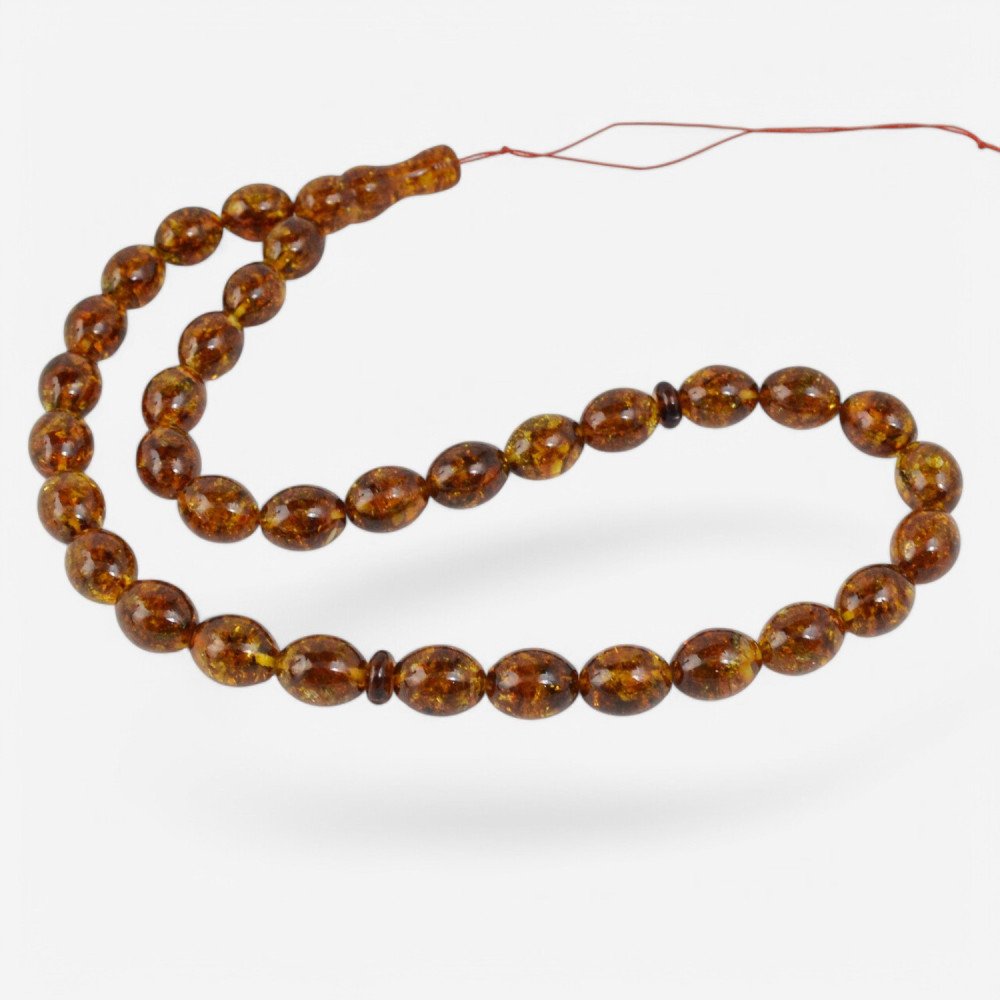 Amber with pressed beads – Unique Ramadan celebration-Islamic Prayer rosary-Amber rosaries