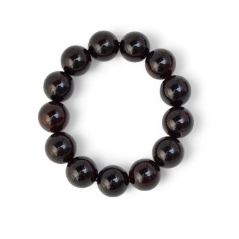 16mm Pressed amber beads bracelet Anniversary gift-Amber bracelets-Home