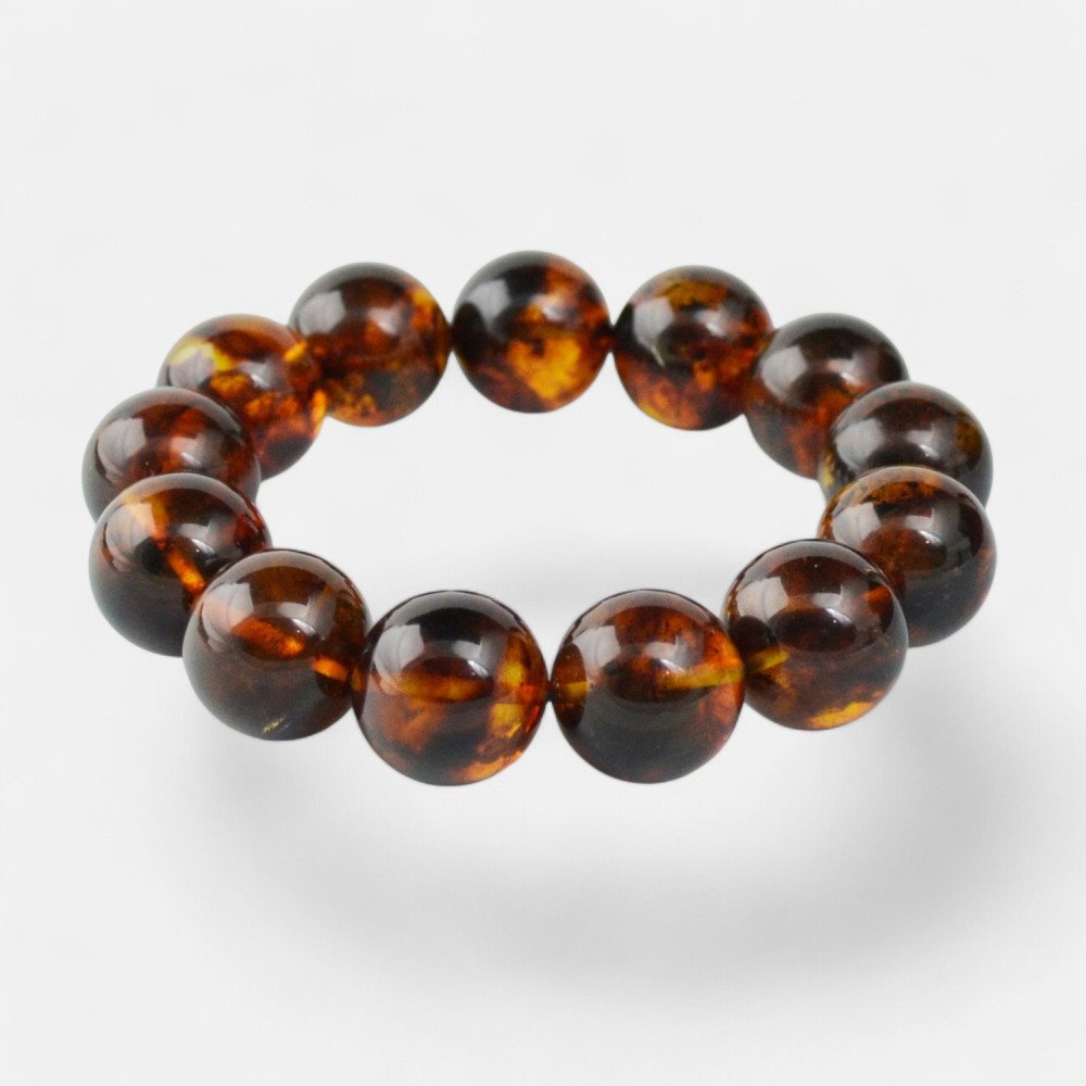 Pressed amber bracelet 16mm Anniversary Celebrations-Amber bracelets-Home