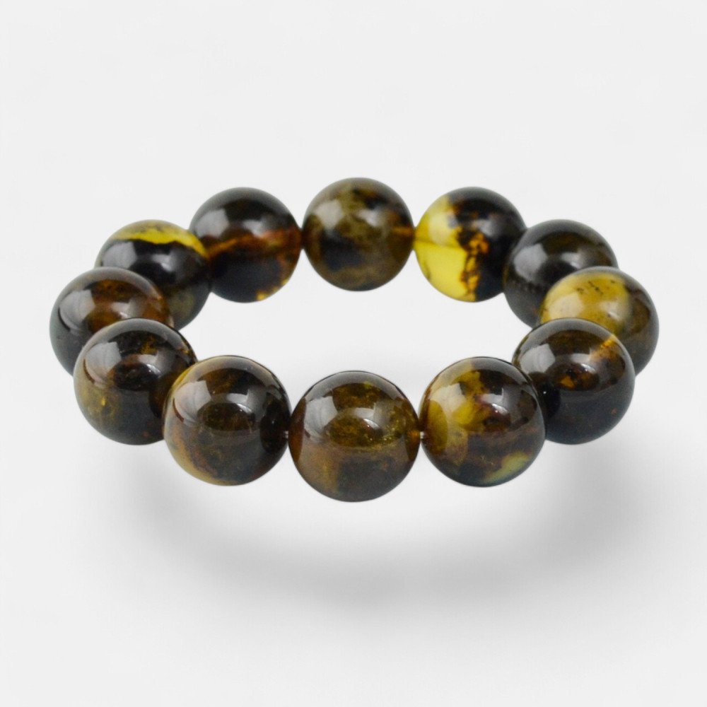 Modified Amber Bracelet green amber beads 16 mm-Amber bracelets-Home