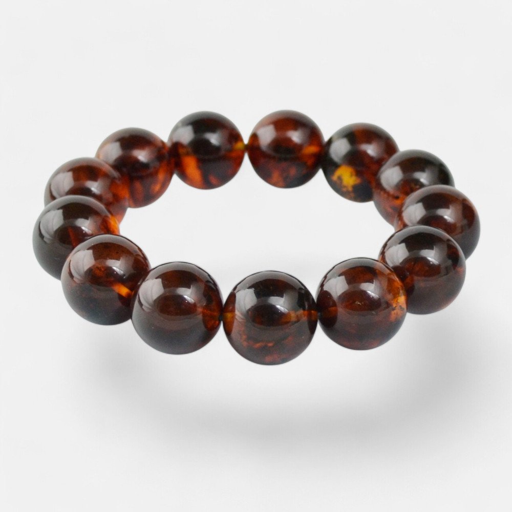 Pressed Modified Amber Charm Bracelet 16 mm gift idea-Amber bracelets-Home