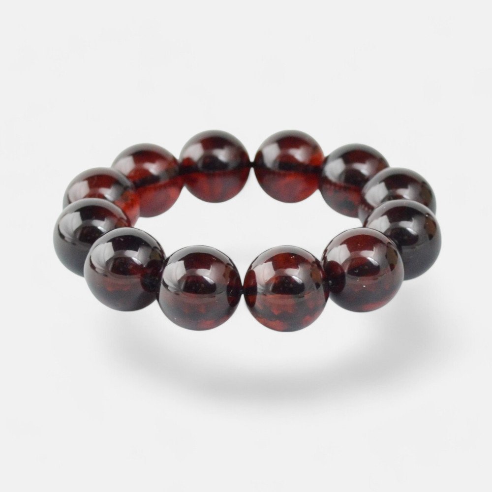 Modified Baltic Amber Bead Bracelet 16 mm-Amber bracelets-Home