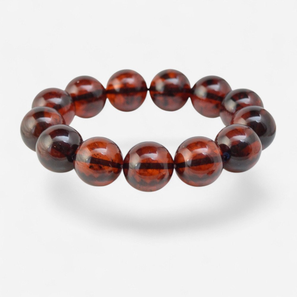 Modified Baltic amber bracelet Anniversary gift 16mm-Amber bracelets-Home